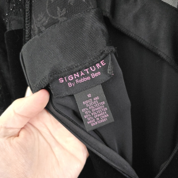 Robbie Bee Dress Womens Black Witchy Goth Whimsigoth Maxi Velour Sheer Sz 12 - Picture 7 of 12